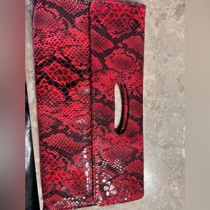 NWT Hobo International Red Snakeskin Clutch